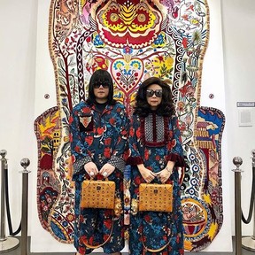 The son is on the left. This Thai mother and son have become viral hits for their matching outfits. INSTAGRAM
