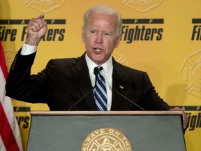 In this March 12, 2019, file photo, former Vice President Joe Biden speaks to the International Association of Firefighters at the Hyatt Regency on Capitol Hill in Washington.