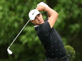 Brooks Koepka of the United States plays his shot from the 16th tee during the first round of the Zurich Classic at TPC Louisiana on April 25, 2019 in Avondale, Louisiana.