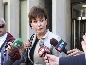 Elana Fric’s sister, Carolin Lekic, speaks outside court on May 8, 2019. (Jack Boland, Toronto Sun)
