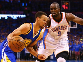 Serge Ibaka, then with the Thunder, lost the 2016 Western Conference final against Golden State after taking a 3-1 lead. (GETTY IMAGES)