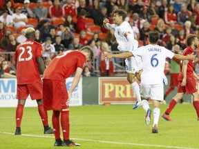 San Jose Earthquakes' Chris Wondolowski celebrates after scoring his game-winning goal against TFC on Sunday. (THE CANADIAN PRESS)