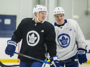 Swedish defenceman Andreas Borgman (left) is hoping to land a regular spot with the Maple Leafs in 2019. (Ernest Doroszuk/Toronto Sun)