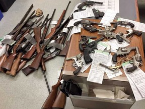 Guns turned in under the Toronto Police buyback program.