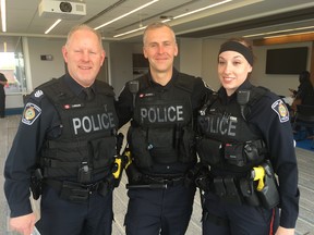 (left to right) Halton Regional Police officers Staff-Sgt. Chris Lawson, Const. Chris Peters and Const. Amanda Allsop