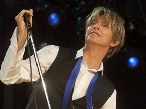 David Bowie performs in concert on Aug. 5, 2002.