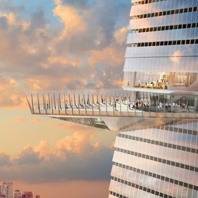 At 1,100 feet above ground, when it opens in 2020, The Edge will become home to the highest outdoor observation deck in the western hemisphere. (Supplied artist rendition)