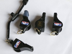 The Fox 40 Pealess Whistle, invented by Canadian entrepreneur Ron Foxcroft and used by referees in every NBA game, including the playoff finals between the Toronto Raptors and Golden State Warriors. (Veronica Henri/Toronto Sun/Postmedia Network)
