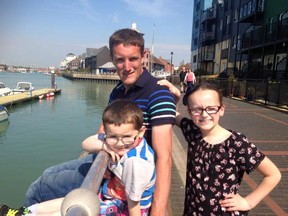 Gatwick Gary with his children. He was abandoned at the London airport when he was 10 days old.