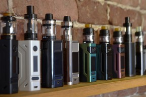 Vapes range in size from “mod” systems like these, to smaller, more discreet options the size of a Sharpie pen.