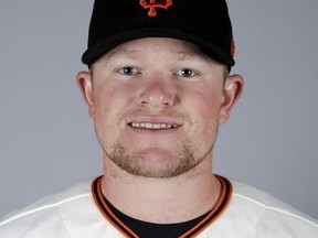 This is a 2019 file photo showing Logan Webb. San Francisco Giants pitching prospect Logan Webb has been suspended 80 games for testing positive for a performance-enhancing substance. The commissioner's office announced the punishment without pay Wednesday, May 1, 2019, for the Double-A pitcher.