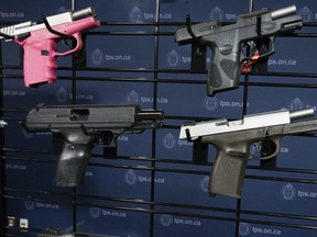 Toronto Police hold a press conference announcing that the Toronto Police, the RCMP, and Canada Border Services Agency had seized guns and drugs at the border concealed in a gas tank on Nov. 7, 2018.