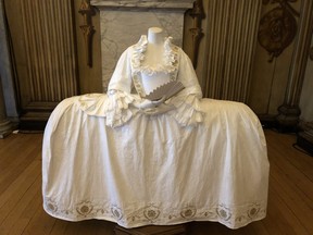 Example of a court dress on display at Kensington Palace. Queen Victoria was born at Kensington 200 years ago and lived there until she became queen at age 18. (Robin Robinson)