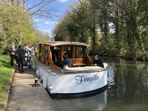 Passengers board Fringilla near Maidenhead for a cruise up the Thames River to Cliveden House. Queen Victoria was a frequent visitor to Cliveden. (Robin Robinson)