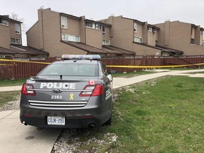 Police at the scene of a deadly Wednesday afternoon shooting in Rexdale, at 256 John Garland Blvd.