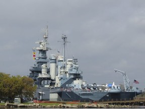 U.S.S. North Carolina, a U.S. Navy battleship built in 1940, is open for public tours in a permanent site beside Cape Fear River, opposite downtown Wilmington. (Ian Robertson)