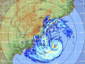 In this satellite image acquired from the Indian Metrological Department, shows Cyclone Fani in the Bay of Bengal on Thursday, May 2, 2019. Hundreds of thousands of people were evacuated along India's eastern coast on Thursday as authorities braced for a cyclone moving through the Bay of Bengal that was forecast to bring "extremely severe" wind and rain. (Indian Metrological Department via AP)