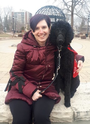 Kristal LeBlanc and support dog guide Marielle, who’ll be a calming people at the Beausejour Family Crisis Resource Centre. (Supplied photo)