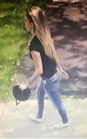 An image of the passenger of a motorcycle involved in a hit-and-run that critically injured a young boy