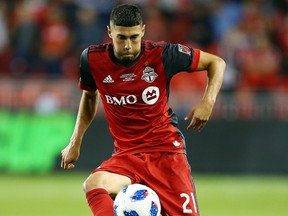 Jonathan Osorio scored a highlight reel goal in the 65th minute for Toronto FC to break open the match against Orlando City on Saturday. (Vaughn Ridley/Getty Images)