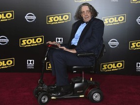 This May 10, 2018 file photo shows Peter Mayhew at the premiere of "Solo: A Star Wars Story" in Los Angeles.