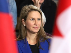 Caroline Mulroney, Attorney General of Ontario and Minister Responsible for Francophone Affairs, attends the Place des Arts media conference  in Sudbury on March 29, 2019. John Lappa/Postmedia Network