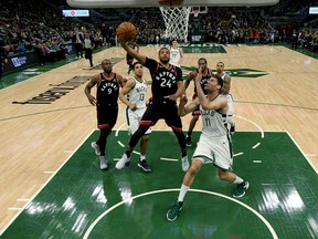 Norm Powell was one of the few bright spots for the Toronto Raptors in Game 2 against the Milwaukee Bucks. The reserve guard played almost 25 minutes and added 14 points. (Jonathan Daniel/Getty Images)