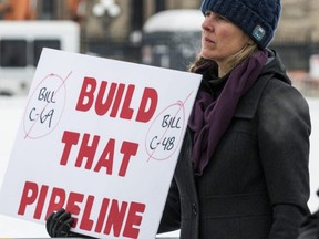 Pro-pipeline supporters arrived in a convoy from Alberta and other parts of the country for the second day to protest against the Liberal government on Parliament Hill in Ottawa on Feb. 20, 2019.