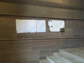 More anti-Doug Ford messages at Queen’s Park seen after they were covered up.
