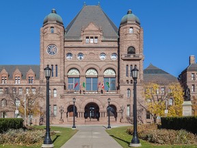The Ontario legislative building at Queen's Park in Toronto.