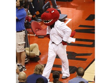The Raptor dressed like Saturday Night Fever during the first half  in Toronto, Ont. on Saturday May 25, 2019. Jack Boland/Toronto Sun/Postmedia Network