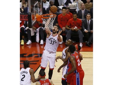 Toronto Raptors Marc Gasol C (33) during the third quarter in Toronto, Ont. on Sunday, May 12, 2019