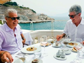 Anthony Bourdain, right, and Chef Eric Ripert have lunch at Chef Gerald Passedat’s Le Petit Nice in Marseille for his Anthony Bourdain: Parts Unknown series. CNN