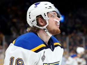 Blues forward Robert Thomas will sit out Game 2 of the Stanley Cup final against the Bruins on Wednesday night.