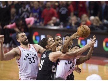 The Toronto Raptors clinch Game 6 winning the Eastern Conference Championship Trophy beating the Milwaukee Bucks,  in Toronto, Ont. on Sunday May 26, 2019. Stan Behal/Toronto Sun/Postmedia Network