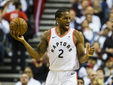 Toronto Raptors Kawhi Leonard during playoff action against Philadelphia 76ers at the Scotiabank Arena  in Toronto, Ont. on Tuesday May 7, 2019. Ernest Doroszuk/Toronto Sun/Postmedia