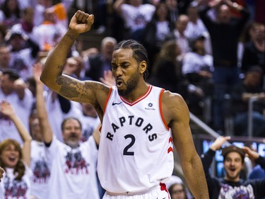 Toronto Raptors Kawhi Leonard during playoff action against Philadelphia 76ers at the Scotiabank Arena  in Toronto, Ont. on Tuesday May 7, 2019. Ernest Doroszuk/Toronto Sun/Postmedia