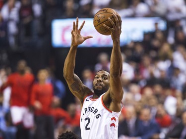 Toronto Raptors Kawhi Leonard during playoff action against Philadelphia 76ers at the Scotiabank Arena  in Toronto, Ont. on Tuesday May 7, 2019. Ernest Doroszuk/Toronto Sun/Postmedia