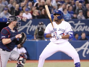 Blue Jays’ Vladimir Guerrero Jr. is called out on strikes during the second inning last night against the Minnesota Twins at Rogers Centre. (GETTY IMAGES)