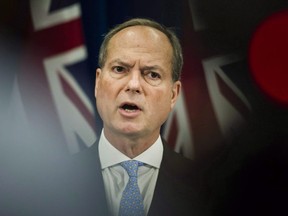 Peter Bethlenfalvy, president of the Treasury Board, speaks to media at Queen's Park in Toronto on  Sept. 25, 2018. THE CANADIAN PRESS/Christopher Katsarov