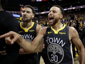 The Raptors need to limit the open looks they allowed to Klay Thompson (left) and Steph Curry in Game 5. Getty images