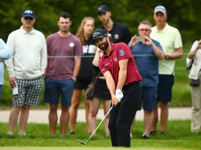 Adam Hadwin of Canada chips on to the fourth green during the first round of the RBC Canadian Open at Hamilton Golf and Country Club on June 06, 2019 in Hamilton, Canada.