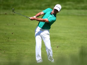 Mike Weir of Canada plays a shot on the seventh hole during the second round of the RBC Canadian Open at Hamilton Golf and Country Club on June 07, 2019 in Hamilton, Canada.