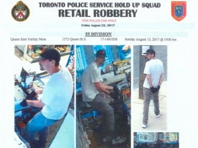 A "wanted" poster that Toronto Police issued for serial robber Codie Caissie.