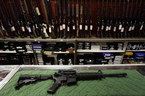 An AR-15 rifle on display at a sporting goods store in Colorado. (Joshua Lott/Getty Images)