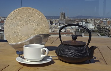 Tea and an oversize dessert cookie on the La Dolce Vitae rooftop terrace at the Majestic Hotel & Spa Barcelona, in Spain on Sunday June 9, 2019. Veronica Henri/Toronto Sun/Postmedia Network