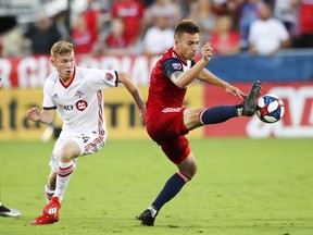 Toronto FC midfielder Jacob Shaffelburg made his MLS debut on Saturday night. (USA TODAY SPORTS)