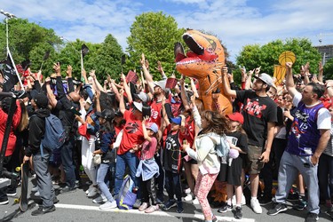 Fans cheer the Toronto Raptors during the Toronto Raptors Championship Parade on Lakeshore Boulevard. Gerry Angus-USA TODAY Sports