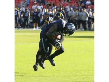 Toronto Argonauts Armanti Edwards WR (10) scores a touchdown near the final minute of play during the fourth quarter in Toronto, Ont. on Saturday June 22, 2019. Jack Boland/Toronto Sun/Postmedia Network