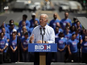 Former U.S. vice president Joe Biden speaks during the kick off of his presidential election campaign in Philadelphia, Pennsylvania. (Photo by Dominick Reuter / Getty Images)